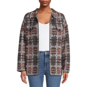 By Design Ava Open-Front Plaid Cardigan